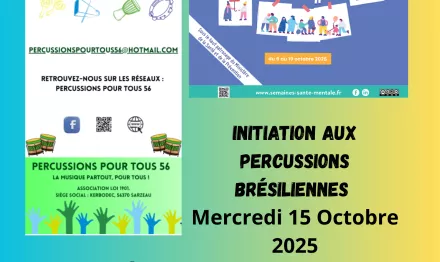 Initiation à la Percussion Brésilienne Intergénérationnelle le 15/10 à 14h30
