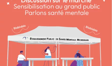 Stand d'information sur le marché de Bignan